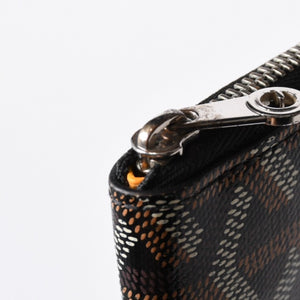 極美品 GOYARD ゴヤール マティニョンPM カードケース コインケース ゴヤールディンキャンバス レザー ブラック シルバー金具 中古 4b014113