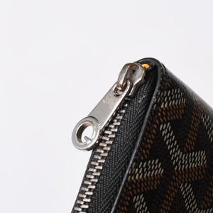 極美品 GOYARD ゴヤール マティニョンPM カードケース コインケース ゴヤールディンキャンバス レザー ブラック シルバー金具 中古 4b014113