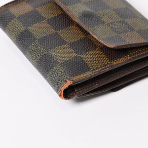 LOUIS VUITTON Bifold wallet compact zip N61654 Damier canvas gold hardware Good used 4b014059