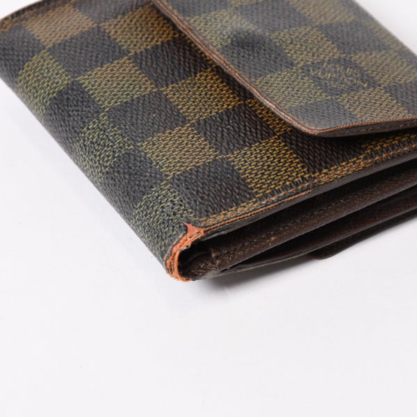 LOUIS VUITTON Bifold wallet compact zip N61654 Damier canvas gold hardware Good used 4b014059