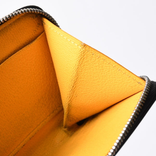 極美品 GOYARD ゴヤール マティニョンPM カードケース コインケース ゴヤールディンキャンバス レザー ブラック シルバー金具 中古 4b014113
