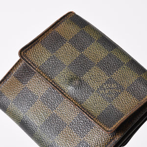 LOUIS VUITTON Bifold wallet compact zip N61654 Damier canvas gold hardware Good used 4b014059