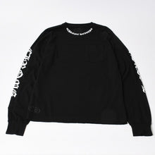 画像をギャラリービューアに読み込む, 極美品 CHROME HEARTS クロムハーツ 長袖Tシャツ サイズM オールドイングリッシュ ネックロゴ ブラック 中古 4b014015