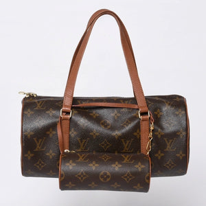 LOUIS VUITTON ルイヴィトン パピヨン30 ハンドバッグ M51365 モノグラム PVC レザー ブラウン ゴールド金具 美品 中古 4b014064