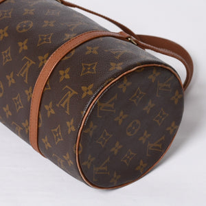 LOUIS VUITTON ルイヴィトン パピヨン30 ハンドバッグ M51365 モノグラム PVC レザー ブラウン ゴールド金具 美品 中古 4b014064