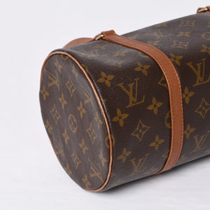 LOUIS VUITTON ルイヴィトン パピヨン30 ハンドバッグ M51365 モノグラム PVC レザー ブラウン ゴールド金具 美品 中古 4b014064