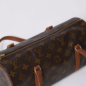 LOUIS VUITTON ルイヴィトン パピヨン30 ハンドバッグ M51365 モノグラム PVC レザー ブラウン ゴールド金具 美品 中古 4b014064