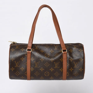 LOUIS VUITTON ルイヴィトン パピヨン30 ハンドバッグ M51365 モノグラム PVC レザー ブラウン ゴールド金具 美品 中古 4b014064