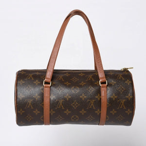 LOUIS VUITTON ルイヴィトン パピヨン30 ハンドバッグ M51365 モノグラム PVC レザー ブラウン ゴールド金具 美品 中古 4b014064