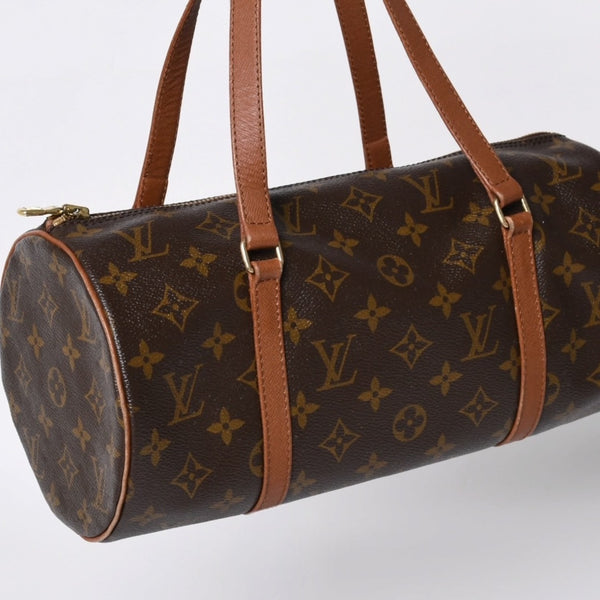 LOUIS VUITTON ルイヴィトン パピヨン30 ハンドバッグ M51365 モノグラム PVC レザー ブラウン ゴールド金具 美品 中古 4b014064