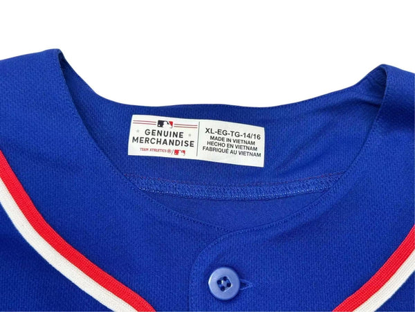 極美品 MLBRangers エムエルビー テキサスレンジャース ベースボールシャツ ユニフォーム ブルー ホワイト レッド ブルー XL 中古 4b001410