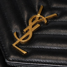 画像をギャラリービューアに読み込む, SAINT LAURENT サンローラン キルティング チェーンショルダーバック 377828 レザー ブラック ゴールド金具 美品 中古 4b014040