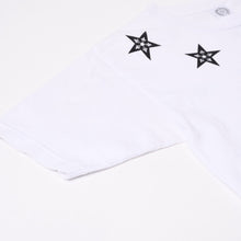 画像をギャラリービューアに読み込む, CHROME HEARTS クロムハーツ 半袖Tシャツ オールド T BAR スター プリント サイズ S ホワイト コットン 美品 中古 4b014101