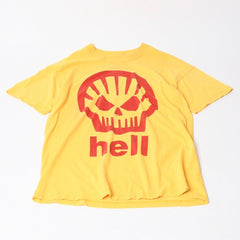 HELL VINTAGE 半袖Tシャツ トップス クールネック カットソー ワンポイント サイズL イエロー 美品 中古 4b014083