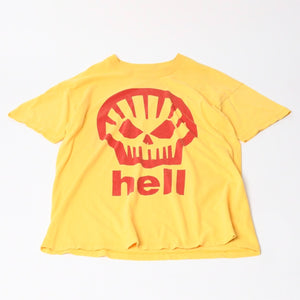 HELL VINTAGE 半袖Tシャツ トップス クールネック カットソー ワンポイント サイズL イエロー 美品 中古 4b014083