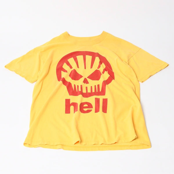 HELL VINTAGE 半袖Tシャツ トップス クールネック カットソー ワンポイント サイズL イエロー 美品 中古 4b014083