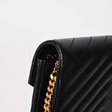画像をギャラリービューアに読み込む, SAINT LAURENT サンローラン キルティング チェーンショルダーバック 377828 レザー ブラック ゴールド金具 美品 中古 4b014040