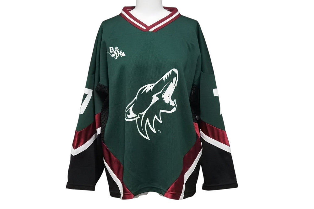 BYHA Game Shirt Vintage Sports Hockey Polyester Green Multicolor Size XL Good Condition Used 4b001411