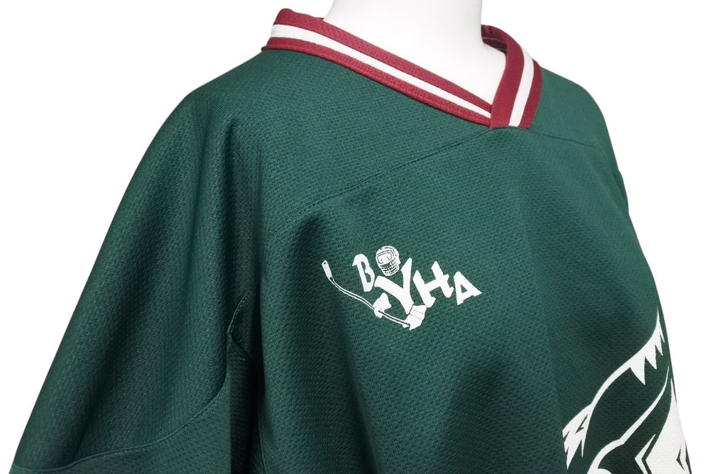 BYHA ゲーム シャツ vintage ヴィンテージ スポーツ ホッケー ポリエステル グリーン マルチカラー サイズXL 美品 中古 4b001411