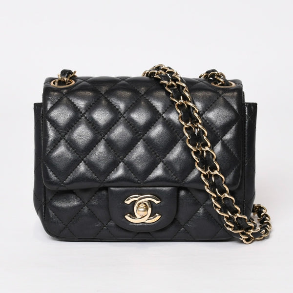 CHANEL シャネル ミニマトラッセ16 Sフラップ Sチェーンショルダーバッグ 25番台 ココマーク ラムスキン ブラック 美品 中古 4b014139