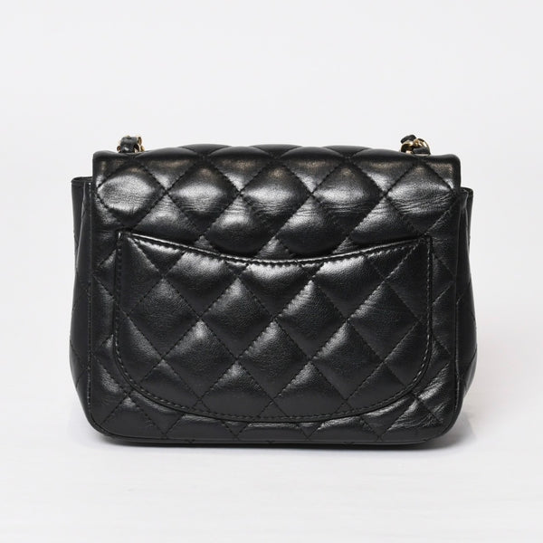 CHANEL シャネル ミニマトラッセ16 Sフラップ Sチェーンショルダーバッグ 25番台 ココマーク ラムスキン ブラック 美品 中古 4b014139