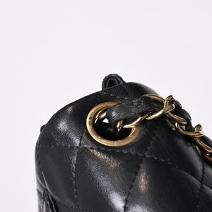 CHANEL シャネル ミニマトラッセ16 Sフラップ Sチェーンショルダーバッグ 25番台 ココマーク ラムスキン ブラック 美品 中古 4b014139