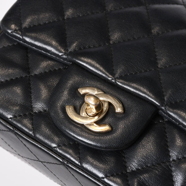 CHANEL シャネル ミニマトラッセ16 Sフラップ Sチェーンショルダーバッグ 25番台 ココマーク ラムスキン ブラック 美品 中古 4b014139