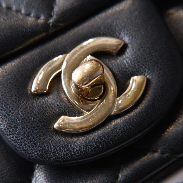 CHANEL シャネル ミニマトラッセ16 Sフラップ Sチェーンショルダーバッグ 25番台 ココマーク ラムスキン ブラック 美品 中古 4b014139