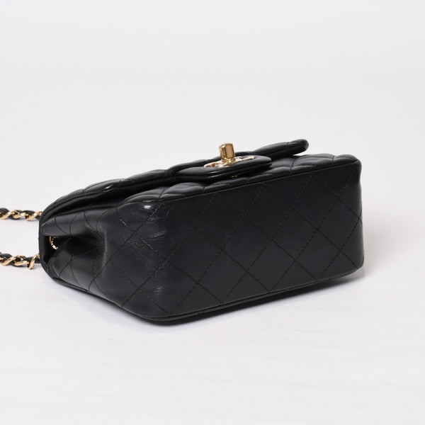 CHANEL シャネル ミニマトラッセ16 Sフラップ Sチェーンショルダーバッグ 25番台 ココマーク ラムスキン ブラック 美品 中古 4b014139