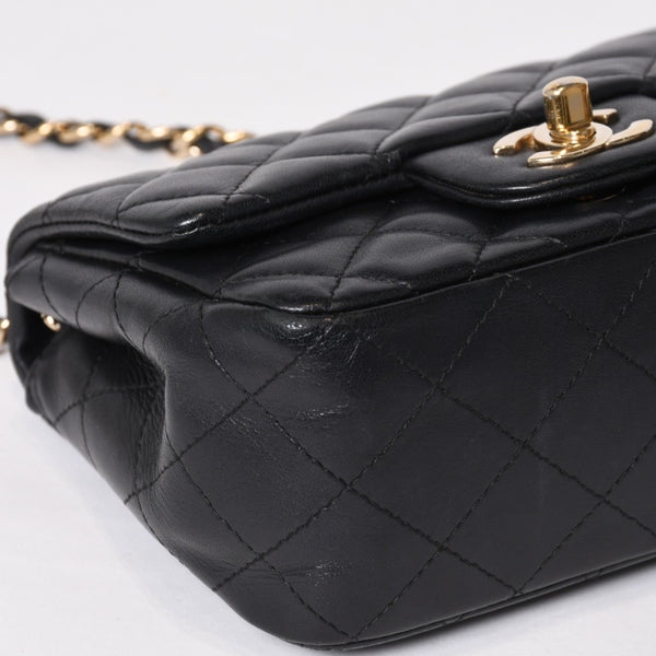 CHANEL シャネル ミニマトラッセ16 Sフラップ Sチェーンショルダーバッグ 25番台 ココマーク ラムスキン ブラック 美品 中古 4b014139