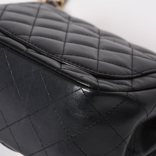 CHANEL シャネル ミニマトラッセ16 Sフラップ Sチェーンショルダーバッグ 25番台 ココマーク ラムスキン ブラック 美品 中古 4b014139