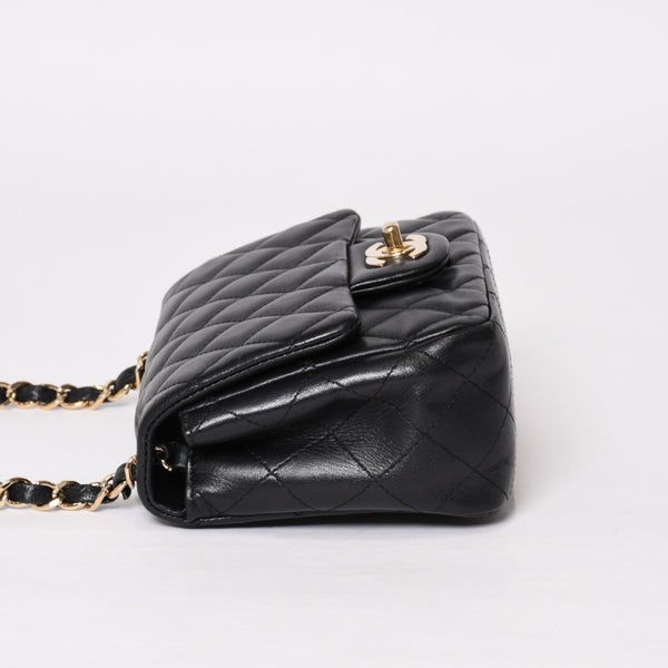 CHANEL シャネル ミニマトラッセ16 Sフラップ Sチェーンショルダーバッグ 25番台 ココマーク ラムスキン ブラック 美品 中古 4b014139