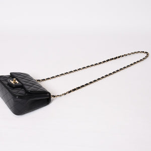 CHANEL シャネル ミニマトラッセ16 Sフラップ Sチェーンショルダーバッグ 25番台 ココマーク ラムスキン ブラック 美品 中古 4b014139