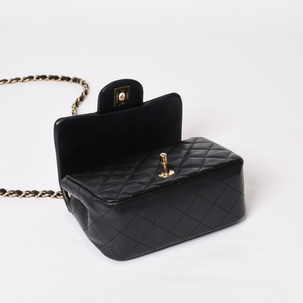 CHANEL シャネル ミニマトラッセ16 Sフラップ Sチェーンショルダーバッグ 25番台 ココマーク ラムスキン ブラック 美品 中古 4b014139