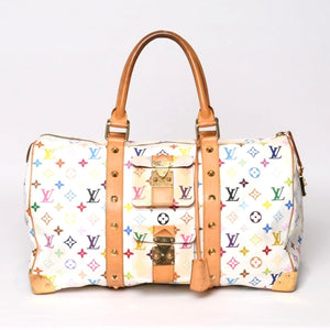 LOUIS VUITTON ルイヴィトン キーポル45 ボストンバッグ M92641 モノグラム マルチカラー ホワイト 村上隆 良品 中古 4b014128