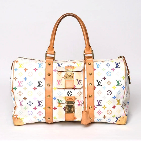 LOUIS VUITTON ルイヴィトン キーポル45 ボストンバッグ M92641 モノグラム マルチカラー ホワイト 村上隆 良品 中古 4b014128