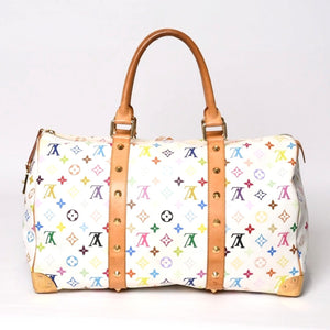 LOUIS VUITTON ルイヴィトン キーポル45 ボストンバッグ M92641 モノグラム マルチカラー ホワイト 村上隆 良品 中古 4b014128