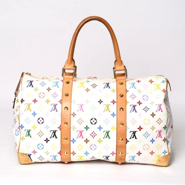 LOUIS VUITTON ルイヴィトン キーポル45 ボストンバッグ M92641 モノグラム マルチカラー ホワイト 村上隆 良品 中古 4b014128