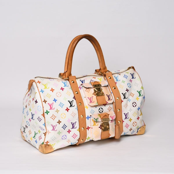 LOUIS VUITTON ルイヴィトン キーポル45 ボストンバッグ M92641 モノグラム マルチカラー ホワイト 村上隆 良品 中古 4b014128