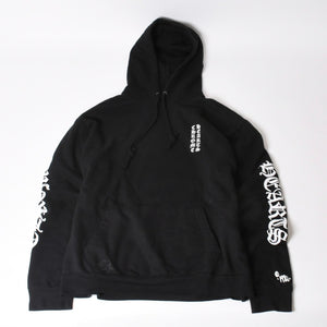 CHROME HEARTS クロムハーツ プルオーバーフーディー サイズL オールドイングリッシュ ブラック ホワイト シルバー925 美品 中古 4b014144