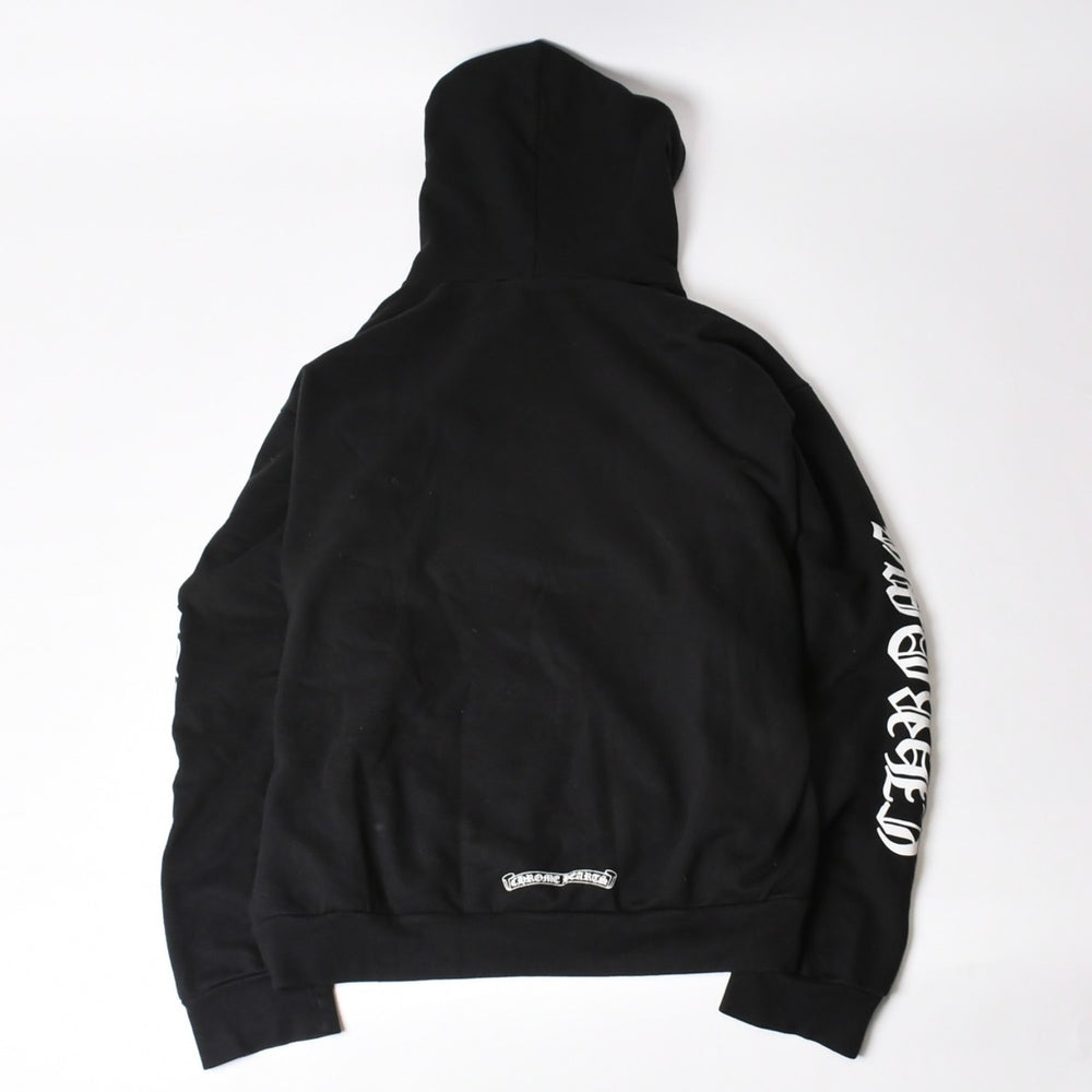CHROME HEARTS クロムハーツ プルオーバーフーディー サイズL オールドイングリッシュ ブラック ホワイト シルバー925 美品 中古 4b014144