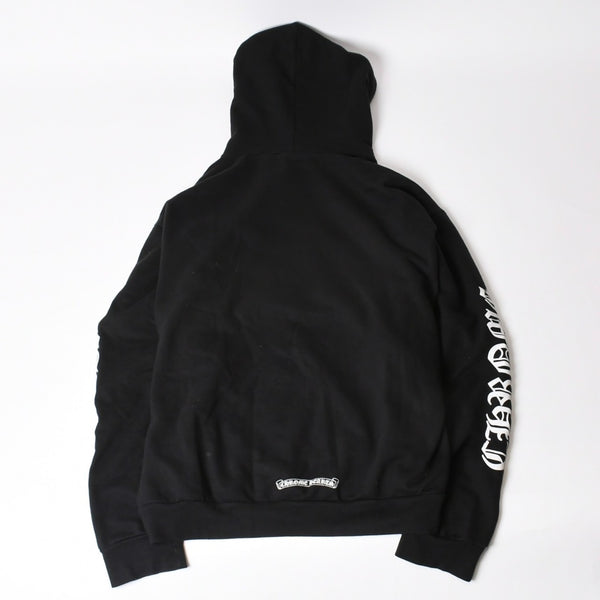 CHROME HEARTS クロムハーツ プルオーバーフーディー サイズL オールドイングリッシュ ブラック ホワイト シルバー925 美品 中古 4b014144