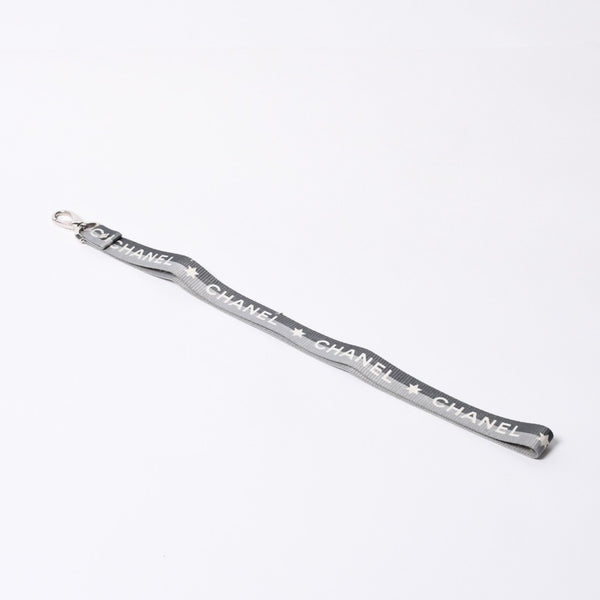 CHANEL シャネル スポーツライン ネックストラップ キーホルダー ココマーク ロゴ グレー シルバー 美品 中古 4b014154