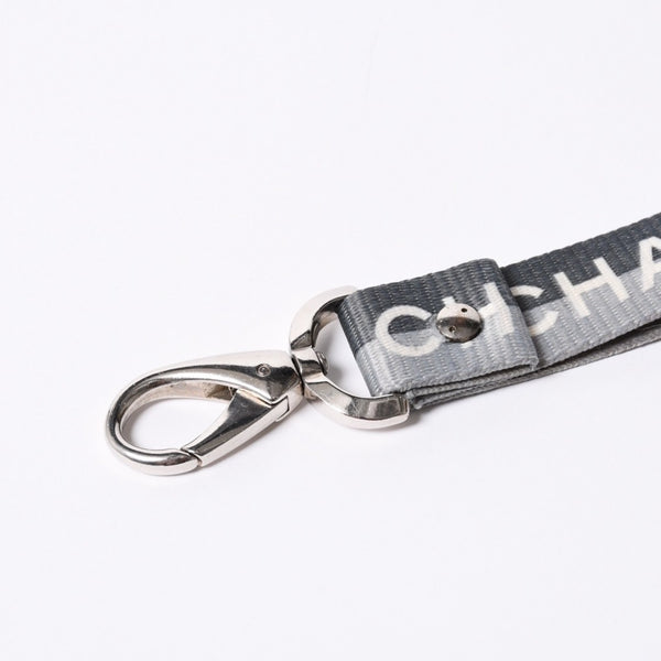 CHANEL シャネル スポーツライン ネックストラップ キーホルダー ココマーク ロゴ グレー シルバー 美品 中古 4b014154