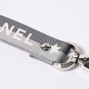 CHANEL シャネル スポーツライン ネックストラップ キーホルダー ココマーク ロゴ グレー シルバー 美品 中古 4b014154