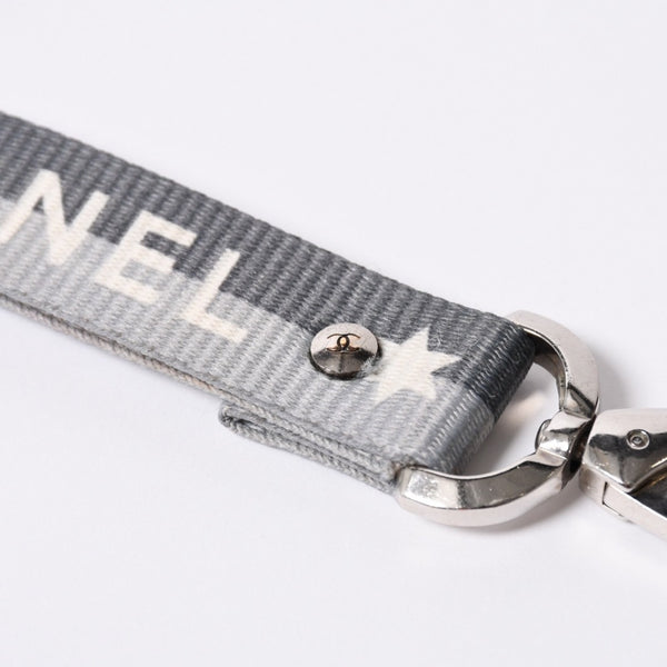 CHANEL シャネル スポーツライン ネックストラップ キーホルダー ココマーク ロゴ グレー シルバー 美品 中古 4b014154