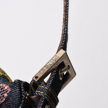 画像をギャラリービューアに読み込む, FENDI フェンディ マンマバケット ワンショルダーバッグ シルバー金具 花柄 ピンク デニム 美品 中古 4b014070