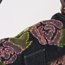画像をギャラリービューアに読み込む, FENDI フェンディ マンマバケット ワンショルダーバッグ シルバー金具 花柄 ピンク デニム 美品 中古 4b014070