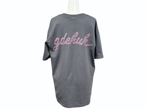 GOOD ENOUGH グッドイナフ G Logo 刺繍 フラワー柄 バックプリント 半袖Tシャツ ロゴ 90s グレー サイズM コットン 美品 中古 4b001427