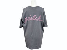 画像をギャラリービューアに読み込む, GOOD ENOUGH グッドイナフ G Logo 刺繍 フラワー柄 バックプリント 半袖Tシャツ ロゴ 90s グレー サイズM コットン 美品 中古 4b001427